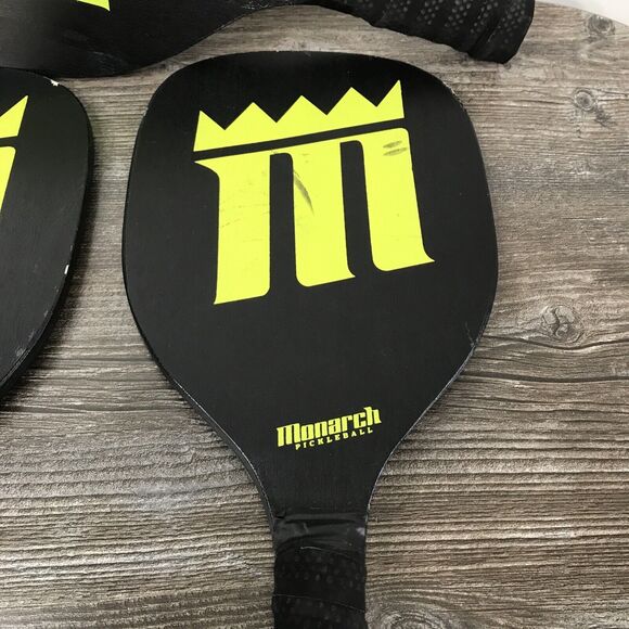 Monarch Pickleball Black Yellow/Green Paddles With Mesh Bag Set of 3 - Picture 8 of 9
